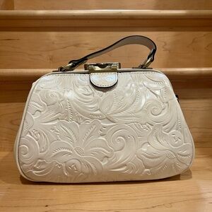 NWT Patricia Nash Gracchi Satchel in Tooled Leather Color Latte MSRP $249